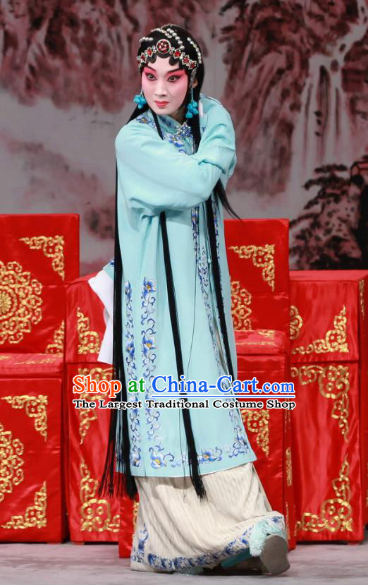 Chinese Beijing Opera Young Female Wang Baochuan Apparels San Ji Zhang Costumes and Headpieces Traditional Peking Opera Rich Lady Dress Actress Garment