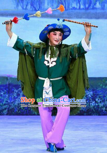 Xiao Fang Niu Chinese Peking Opera Shepherd Boy Garment Costumes and Headwear Beijing Opera Young Man Apparels Clothing