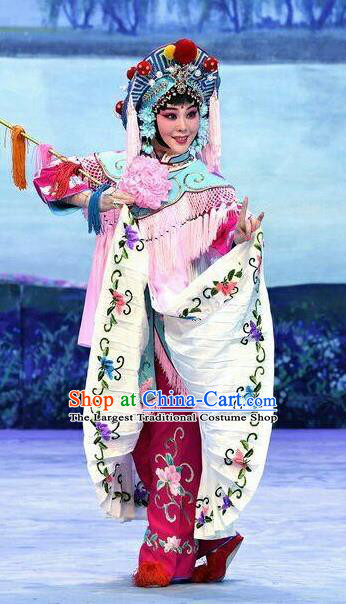 Chinese Beijing Opera Diva Apparels Xiao Fang Niu Costumes and Headpieces Traditional Peking Opera Country Woman Dress Village Girl Garment