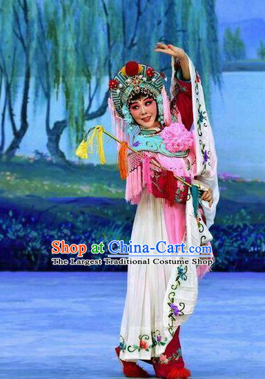 Chinese Beijing Opera Diva Apparels Xiao Fang Niu Costumes and Headpieces Traditional Peking Opera Country Woman Dress Village Girl Garment