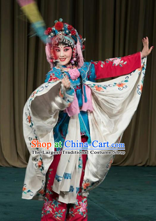 Chinese Beijing Opera Young Lady Apparels Xiao Fang Niu Costumes and Headpieces Traditional Peking Opera Country Woman Dress Garment