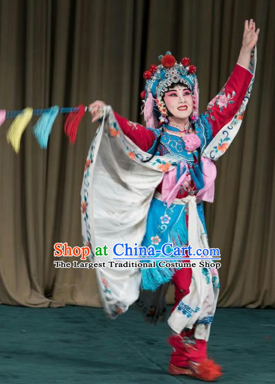 Chinese Beijing Opera Young Lady Apparels Xiao Fang Niu Costumes and Headpieces Traditional Peking Opera Country Woman Dress Garment