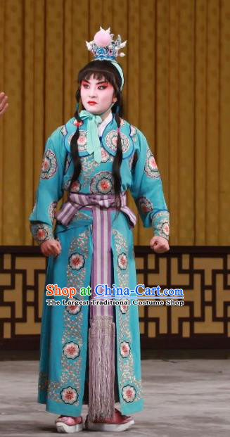 Ming Mo Yi Hen Chinese Peking Opera Wa Wa Sheng Chongzhen Garment Costumes and Headwear Beijing Opera Young Boy Apparels Prince Blue Clothing