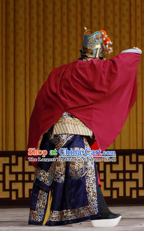 Ming Mo Yi Hen Chinese Peking Opera Imperial Bodyguard Garment Costumes and Headwear Beijing Opera Wusheng Apparels Martial Male Clothing