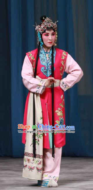 Chinese Beijing Opera Xiaodan Apparels San Ji Zhang Costumes and Headpieces Traditional Peking Opera Servant Girl Dress Garment