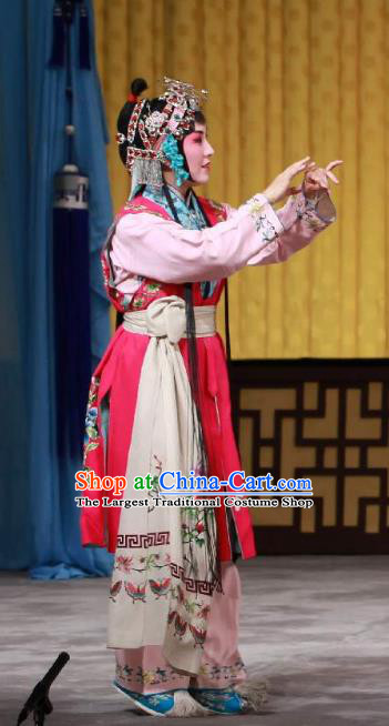 Chinese Beijing Opera Xiaodan Apparels San Ji Zhang Costumes and Headpieces Traditional Peking Opera Servant Girl Dress Garment