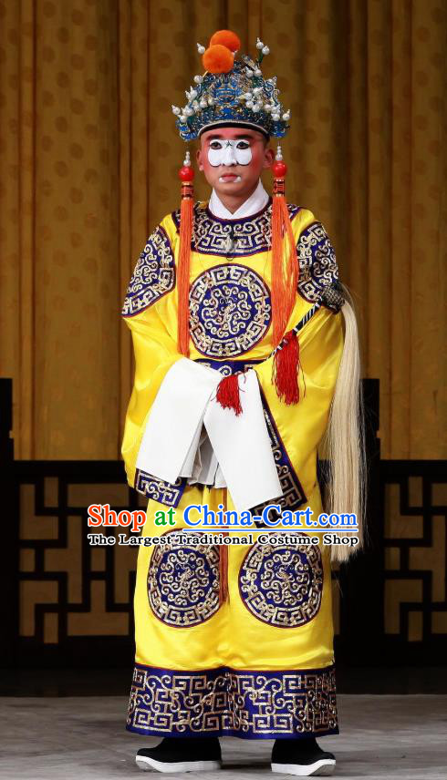 Bei Fa Zhong Yuan Chinese Peking Opera Palace Servant Garment Costumes and Headwear Beijing Opera Eunuch Apparels Clothing
