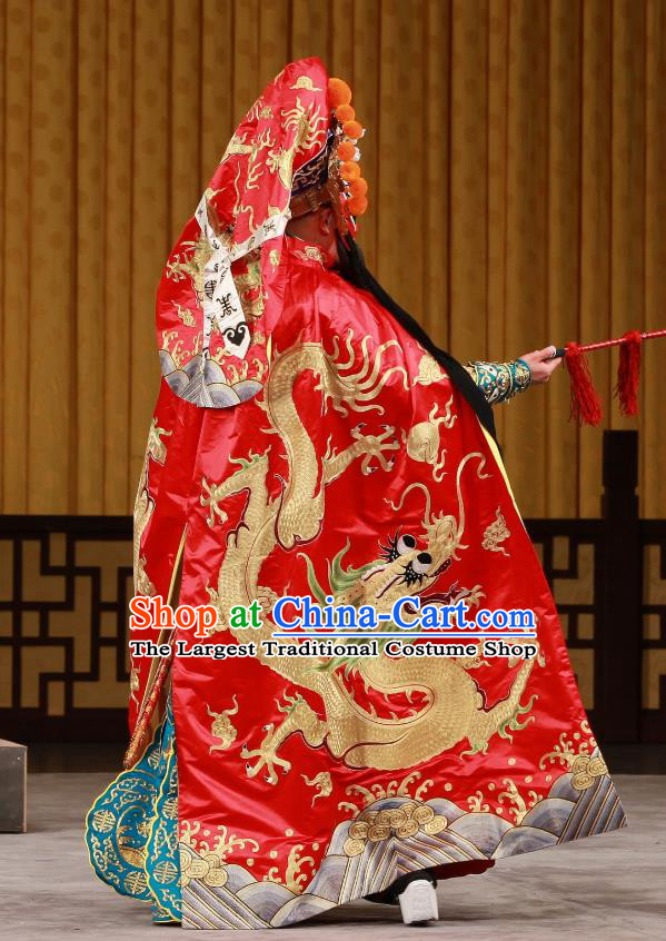 Bei Fa Zhong Yuan Chinese Peking Opera Jing Role Garment Costumes and Headwear Beijing Opera Martial Male Jiang Wei Apparels Takefu Clothing