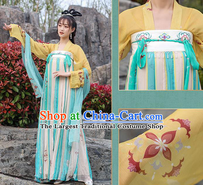 Chinese Traditional Tang Dynasty Noble Female Hanfu Dress Ancient Apparels Patrician Lady Historical Costumes for Women