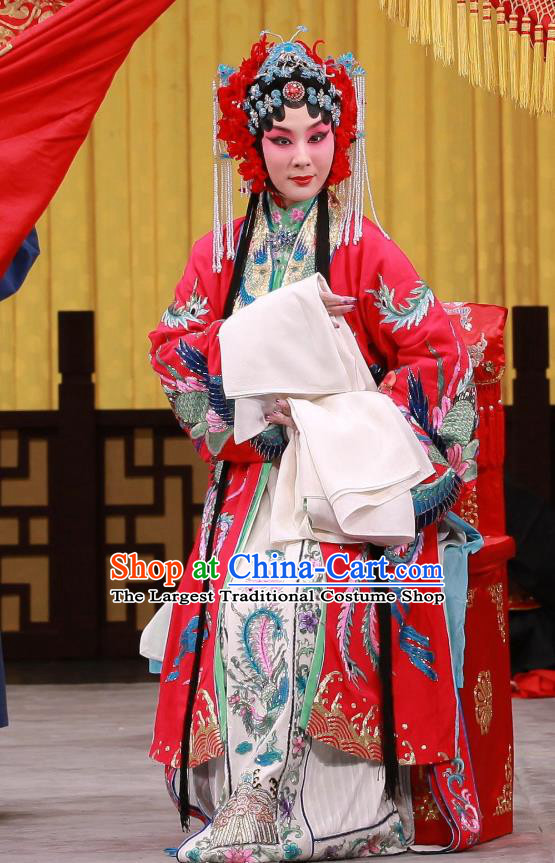 Chinese Beijing Opera Bride Xue Xiangling Apparels Chun Qiu Pavilion Costumes and Headpieces Traditional Peking Opera Hua Tan Dress Rich Lady Garment