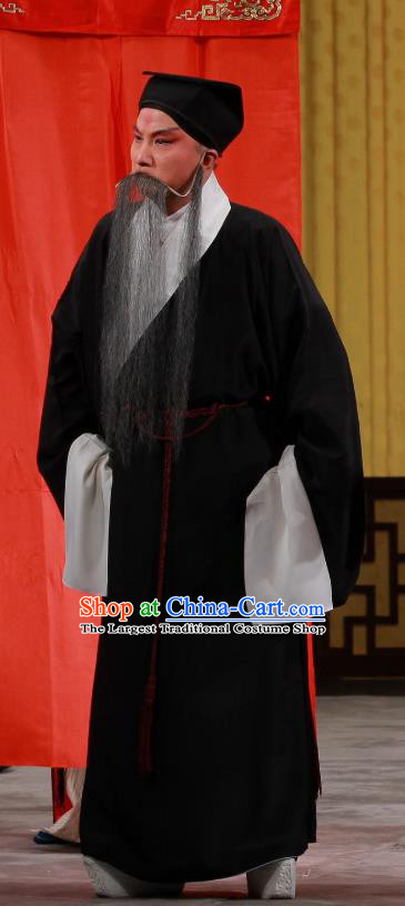 Chun Qiu Pavilion Chinese Peking Opera Laosheng Garment Costumes and Headwear Beijing Opera Elderly Servant Black Apparels Clothing