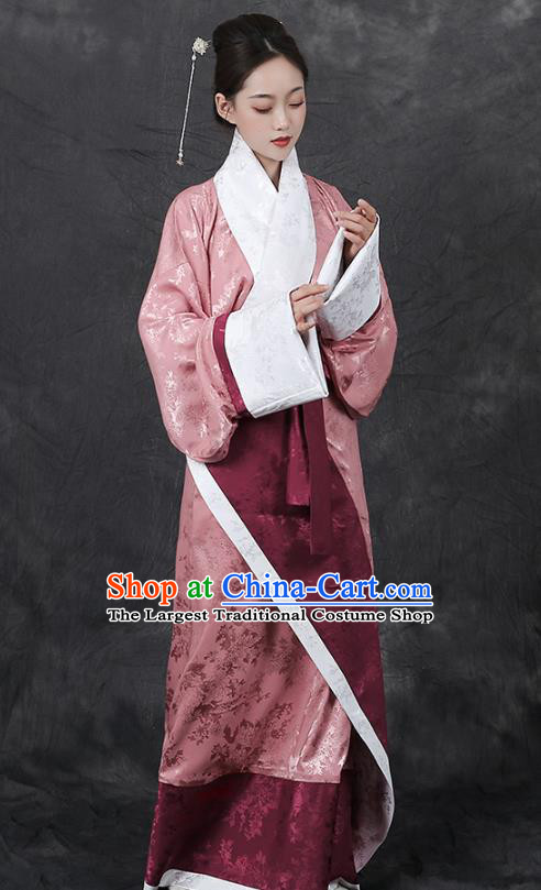 Chinese Traditional Han Dynasty Palace Lady Hanfu Dress Ancient Curving Front Garment Court Woman Historical Costumes
