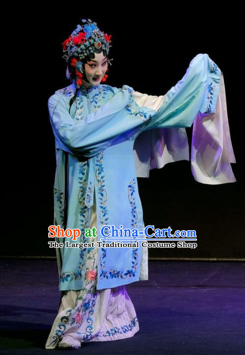 Chinese Beijing Opera Young Female Apparels Shen Tou Ci Tang Costumes and Headpieces Traditional Peking Opera Diva Xue Yan Dress Hua Tan Garment