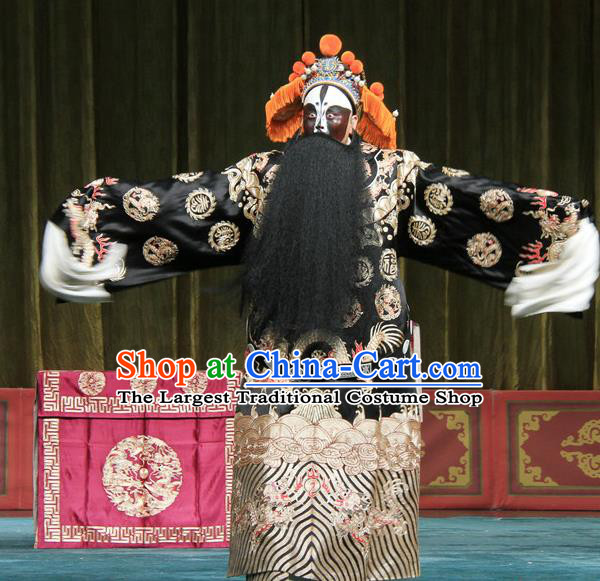 Yu Guo Yuan Chinese Peking Opera Jing Role Garment Costumes and Headwear Beijing Opera Elderly Male Apparels Minister Yuchi Gong Clothing