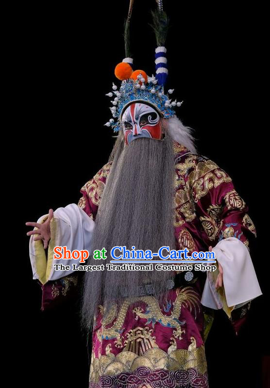 Duan Mi Jian Chinese Peking Opera Chief Garment Costumes and Headwear Beijing Opera Jing Role Apparels Lord Li Mi Clothing