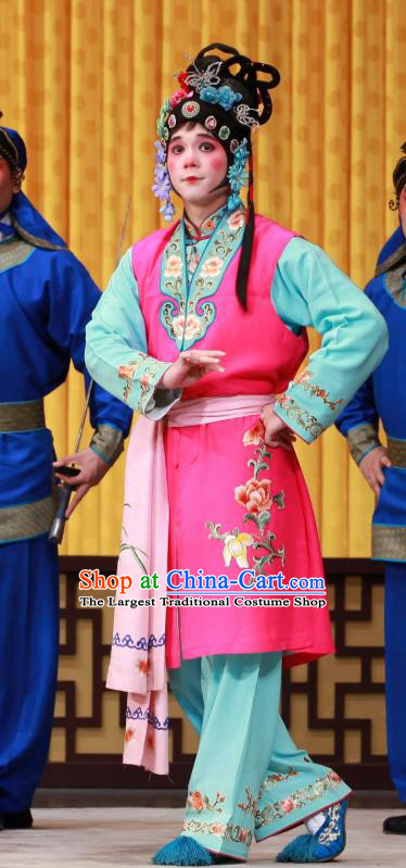 Chinese Beijing Opera Young Lady Apparels Mu Ke Zhai Costumes and Headpieces Traditional Peking Opera Servant Girl Dress Garment
