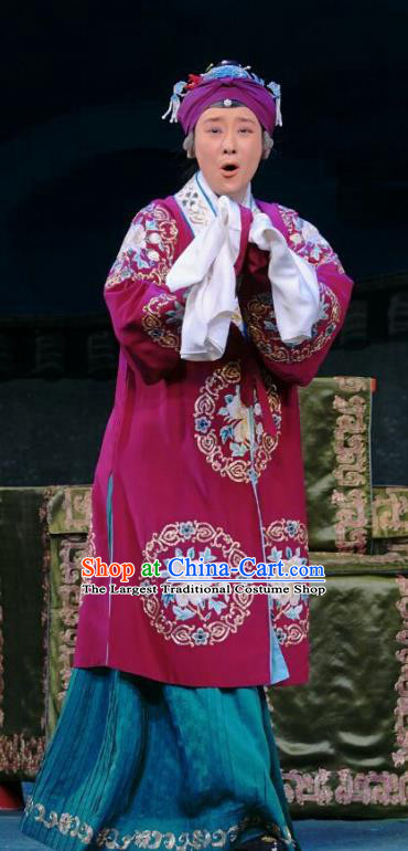 Chinese Beijing Opera Elderly Female Apparels Colorful Spear Costumes and Headpieces Traditional Peking Opera Dame Jiang Guizhi Dress Pantaloon Garment