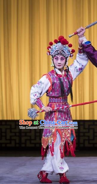 Chinese Beijing Opera Female General Apparels Yang Paifeng Costumes and Headpieces Traditional Peking Opera Martial Lady Dress Woman Soldier Armor Garment