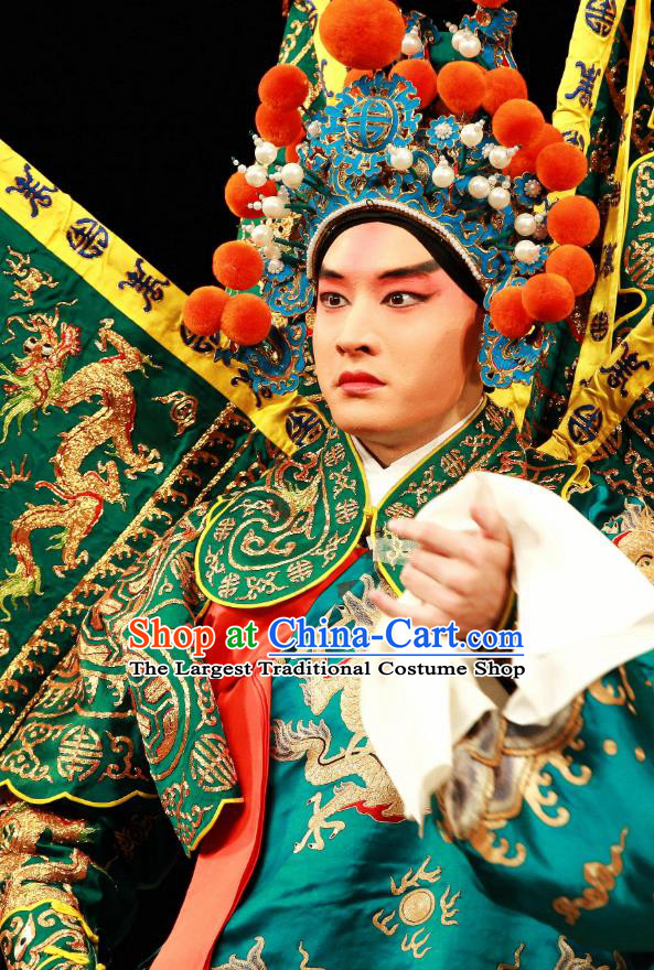 Sang Yuan Ji Zi Chinese Peking Opera General Kao Garment with Flags Costumes and Headwear Beijing Opera Wusheng Apparels Clothing