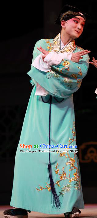 Xiu Ru Ji Chinese Peking Opera Scholar Zheng Yuanhe Garment Costumes with Flags and Headwear Beijing Opera Noble Childe Apparels Young Male Clothing