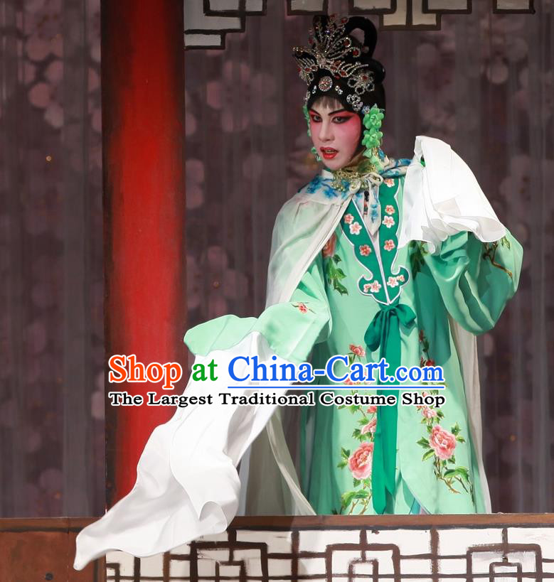 Chinese Beijing Opera Noble Concubine Apparels Lv Zhu Zhui Lou Costumes and Headpieces Traditional Peking Opera Hua Tan Dress Young Female Garment