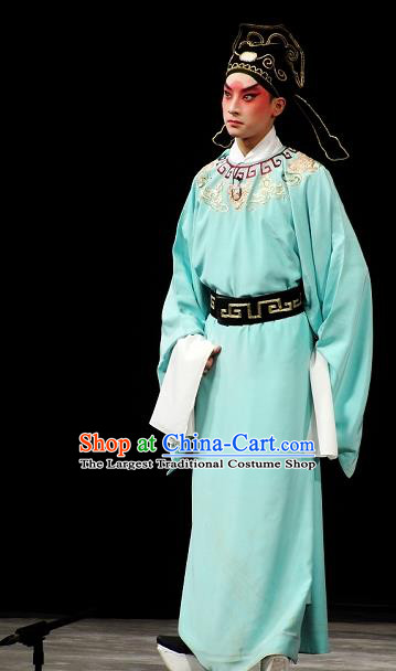 Lv Zhu Zhui Lou Chinese Peking Opera Scholar Garment Costumes and Headwear Beijing Opera Niche Apparels Young Male Sun Xiu Clothing