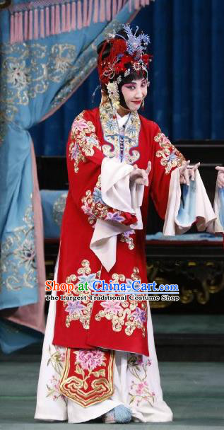 Chinese Beijing Opera Actress Wedding Apparels Hua Tan Huo Xiaoyu Costumes and Headpieces Traditional Peking Opera Young Female Red Dress Bride Garment