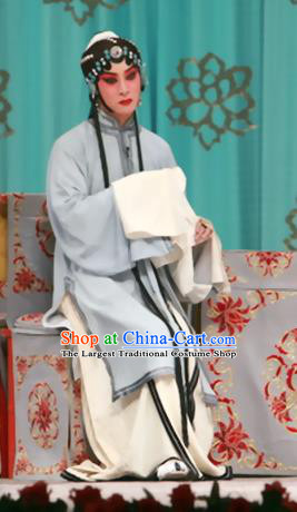 Chinese Beijing Opera Diva Apparels Qing Shuang Sword Costumes and Headpieces Traditional Peking Opera Young Female Shen Xuezhen Dress Tsing Yi Garment