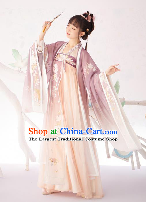 Chinese Traditional Song Dynasty Court Princess Historical Costumes Ancient Royal Infanta Nobility Lady Hanfu Dress Garment Complete Set