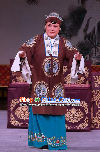 Chinese Beijing Opera Old Dame Yue Mu Ci Zi Apparels Costumes and Headpieces Traditional Peking Opera Elderly Woman Dress Pantaloon Garment
