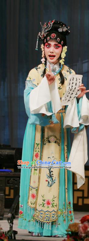 Chinese Beijing Opera Female Official Shangguan Wan Er Apparels Wu Zetian Costumes and Headpieces Traditional Peking Opera Young Lady Dress Garment