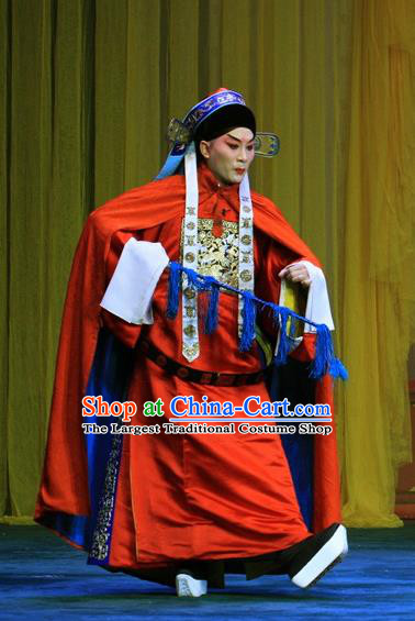 Mu Hu Guan Chinese Peking Opera Young General Zhang Bao Garment Costumes and Headwear Beijing Opera Wusheng Apparels Martial Male Clothing