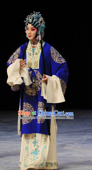 Chinese Beijing Opera Imperial Concubine Pan Apparels Qing Guan Ce Costumes and Headdress Traditional Peking Opera Hua Tan Dress Court Woman Garment