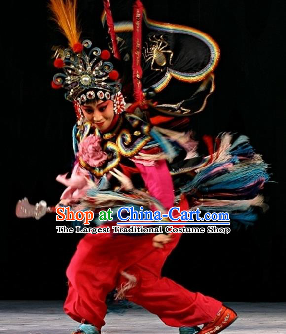 Chinese Beijing Opera Female Swordsman Apparels Cave of Silver Wed Costumes and Headdress Traditional Peking Opera Wudan Dress Fairy Garment