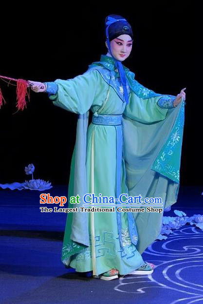 A Love Beyond Chinese Peking Opera Xiaosheng Qu Xiuxiu Garment Costumes and Headwear Beijing Opera Young Male Apparels Niche Green Clothing
