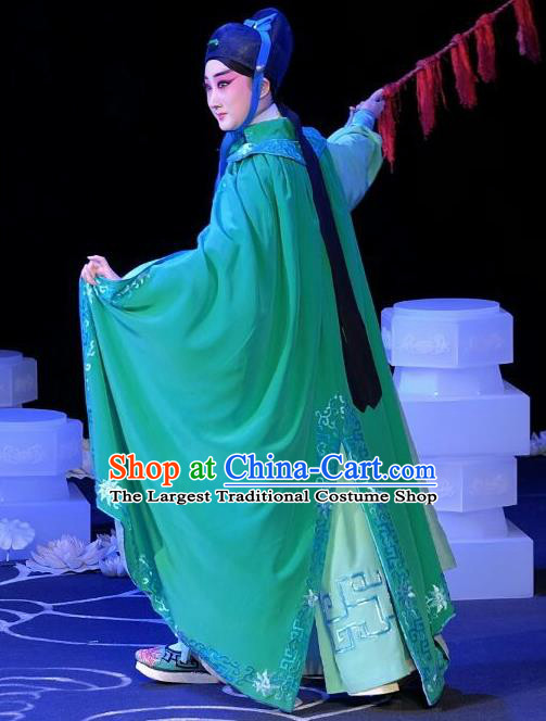 A Love Beyond Chinese Peking Opera Xiaosheng Qu Xiuxiu Garment Costumes and Headwear Beijing Opera Young Male Apparels Niche Green Clothing