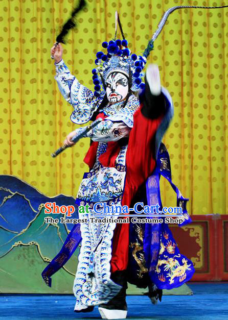 Bai Liang Guan Chinese Peking Opera Military Official Garment Costumes and Headwear Beijing Opera General Liu Baolin Apparels Armor Clothing