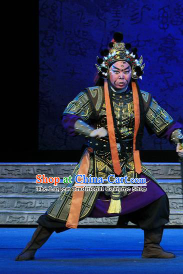 King Zhao Wuling Chinese Peking Opera Wusheng Garment Costumes and Headwear Beijing Opera Soldier Apparels Martial Male Armor Clothing