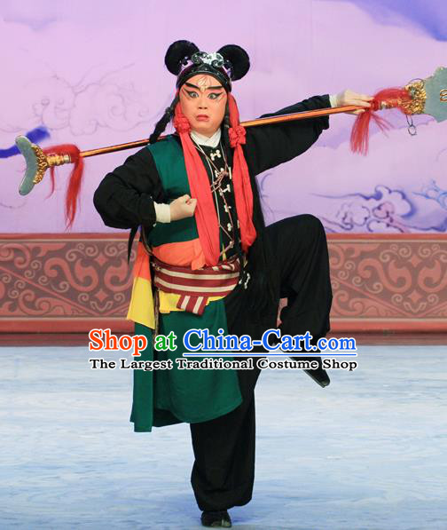 Ju Da Gang Chinese Peking Opera Wusheng Garment Costumes and Headwear Beijing Opera Martial Male Apparels Swordsman Clothing