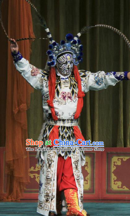 Ju Da Gang Chinese Peking Opera Takefu Garment Costumes and Headwear Beijing Opera Swordsman Apparels Martial Male Soldier Clothing