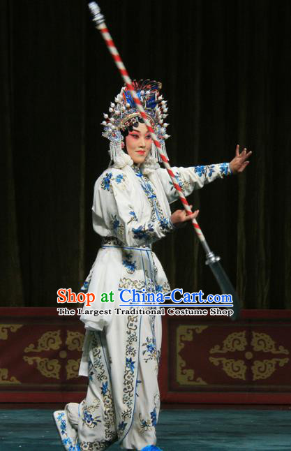 Chinese Beijing Opera Martial Female Apparels Ju Da Gang Costumes and Headdress Traditional Peking Opera Swordsplay Woman Dress Garment