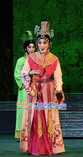 Chinese Beijing Opera Queen Wu Wa Apparels King Zhao Wuling Costumes and Headdress Traditional Peking Opera Young Beauty Dress Actress Garment