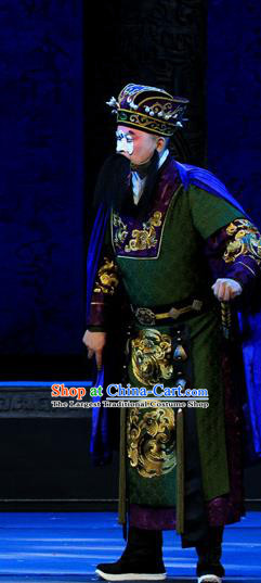 King Zhao Wuling Chinese Peking Opera Treacherous Official Garment Costumes and Headwear Beijing Opera Apparels Clothing