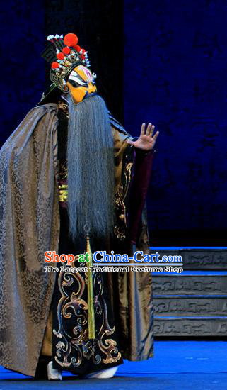 King Zhao Wuling Chinese Peking Opera Monarch Garment Costumes and Headwear Beijing Opera Lord Zhao Yong Apparels Clothing