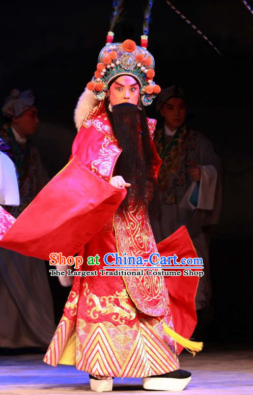 Feng Yu Xing Huang Qi Chinese Peking Opera Elderly Male Armor Garment Costumes and Headwear Beijing Opera Laosheng Apparels Chief Song Jiang Clothing