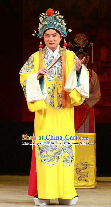 Feng Yu Xing Huang Qi Chinese Peking Opera Xiaosheng Garment Costumes and Headwear Beijing Opera Young Male Apparels Emperor Huizong Clothing