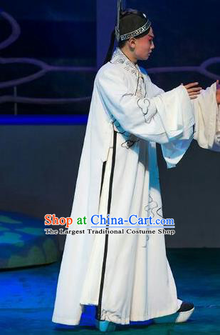 Lan Ruo Wu Geng Chinese Peking Opera Scholar Ning Caichen Garment Costumes and Headwear Beijing Opera Young Male Apparels Xiaosheng Clothing