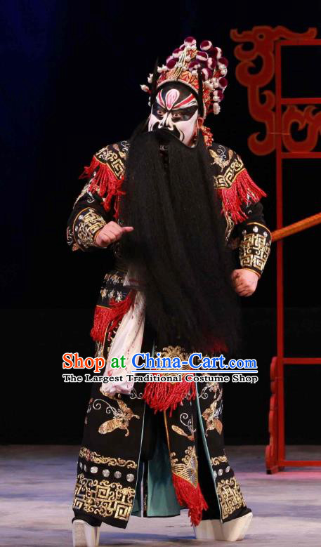 Feng Yu Xing Huang Qi Chinese Peking Opera Wusheng Song Jiang Garment Costumes and Headwear Beijing Opera Painted Face Apparels Hero Li Kui Clothing