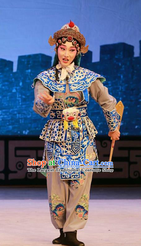 Chinese Beijing Opera Woman Swordsman Apparels Nan Jie Guan Costumes and Headdress Traditional Peking Opera Wudan Dress Female Soldier Garment