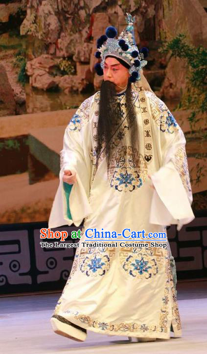Nan Jie Guan Chinese Peking Opera Elderly Male Zhao Kuangyin Garment Costumes and Headwear Beijing Opera Laosheng Apparels Emperor Clothing